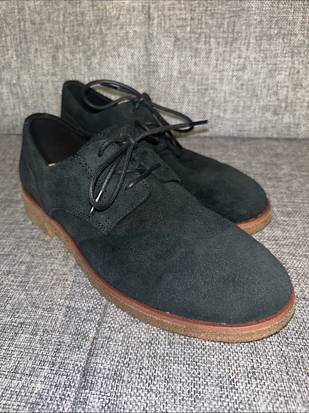Clarks Black Suede Lace-Up Flats